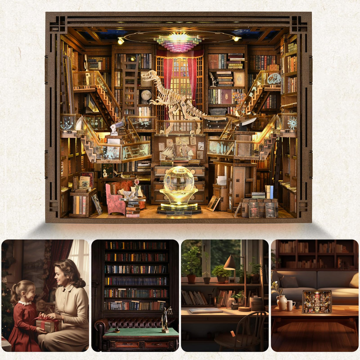 MiniCity Book Nook Kit, DIY Miniature Dollhouse Booknook Kit with Led Light and Dust Cover (Beyond Library Max) MiniCity