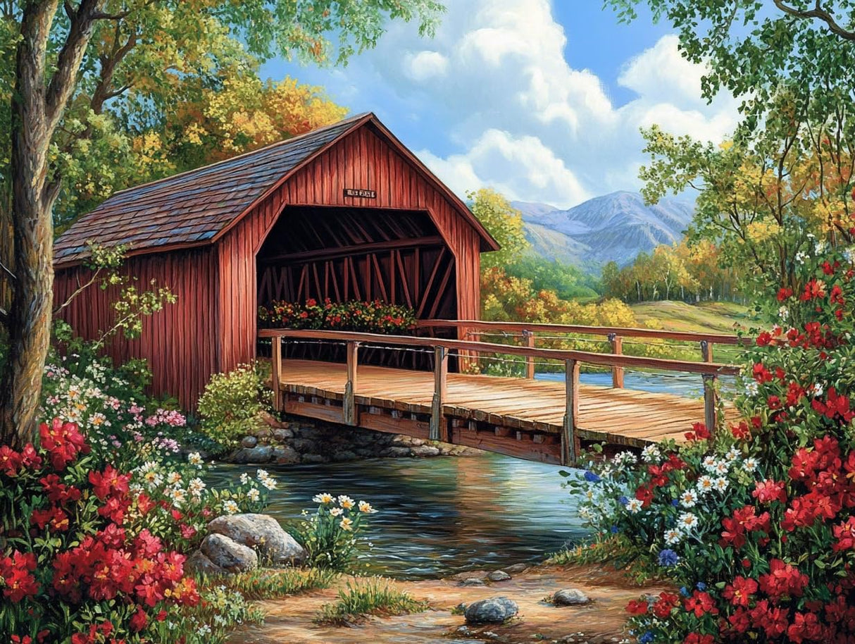 5D Landscape Historic Campbells Covered Bridge Diamond Art 12x16 Inch Full Drill Diamond Painting Kits for Adults & Beginners - DIY Art Crafts for Relaxation and Home Wall Decor 761A WoodArtSupply