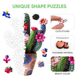 Mys Aurora Puzzles for Adults Cactus Flower Wooden Puzzles, 500 Pieces Unique Shaped Liberty Jigsaw Puzzles, Birthday for Adults and Kids, Fun Challenge Family Game 16.7'' x 23.4'' Mys Aurora