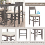 LUMISOL 5-Piece Grey Farmhouse Counter Height Dining Set with Upholstered Chairs LUMISOL