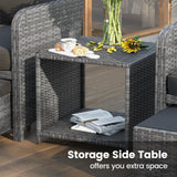 UDPATIO Wicker Patio Chairs with Ottoman Balcony Furniture 5 Pieces Patio Conversation Set with Pull Out Ottoman for Small Space UDPATIO