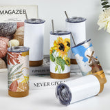 BetterSub 6 Packs 17oz Sublimation Cork Like Silcone Bottom Tumbler, Double Wall Insulated Stainless Steel Sublimation Blanks with Lid, Straw, Brush, Display Box for Office, Home BetterSub