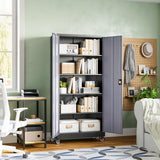 Letaya Metal Garage Storage Cabinets with Lock Door and Adjustable Shelves, Steel Tool Cabinets for Home,Office,Warehouse Organisieren (Black Grey, 75" H) Letaya