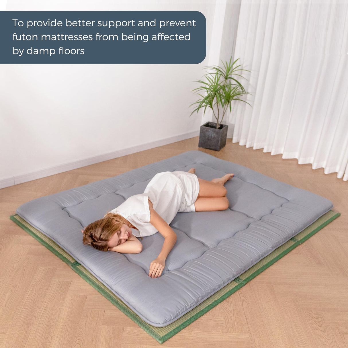 MAXYOYO Japanese Tatami Mat 100% Rush Grass Portable Folding Mat Futon Mattress Firm Traditional Floor Bed 79"x60"x0.47" MAXYOYO