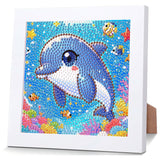 Reivworl Dolphin Diamond Art Kits for Kids, Dolphin Diamond Painting Kits for Kids, Gem Art Ages 4-8-12 for Gifts and Decor (8x8 Inch) Reivworl
