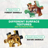 BenBen Puzzles for Kids Ages 4-6, Double Sided 100 Piece Puzzles for Kids, Wild Animals, Learning Educational Jigsaw Puzzles Toys for Boys Girls (15.75” x 11.75”) BenBen