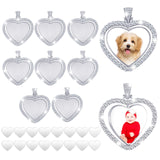 Hicarer 24 Pcs Sublimation Rhinestone Trays Pendant Set Including 8 Heart Shape Double Sided Blank Pendant Charms with 16 Sublimation Blank Discs for Necklaces Chains Jewelry Making Charms (White K) Hicarer