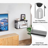 Walasis Black Nightstand Set of 2 - Floating Bedside Shelf Wood Wall Mounted Table Modern Hanging Night Stand Shelves Metal Walasis