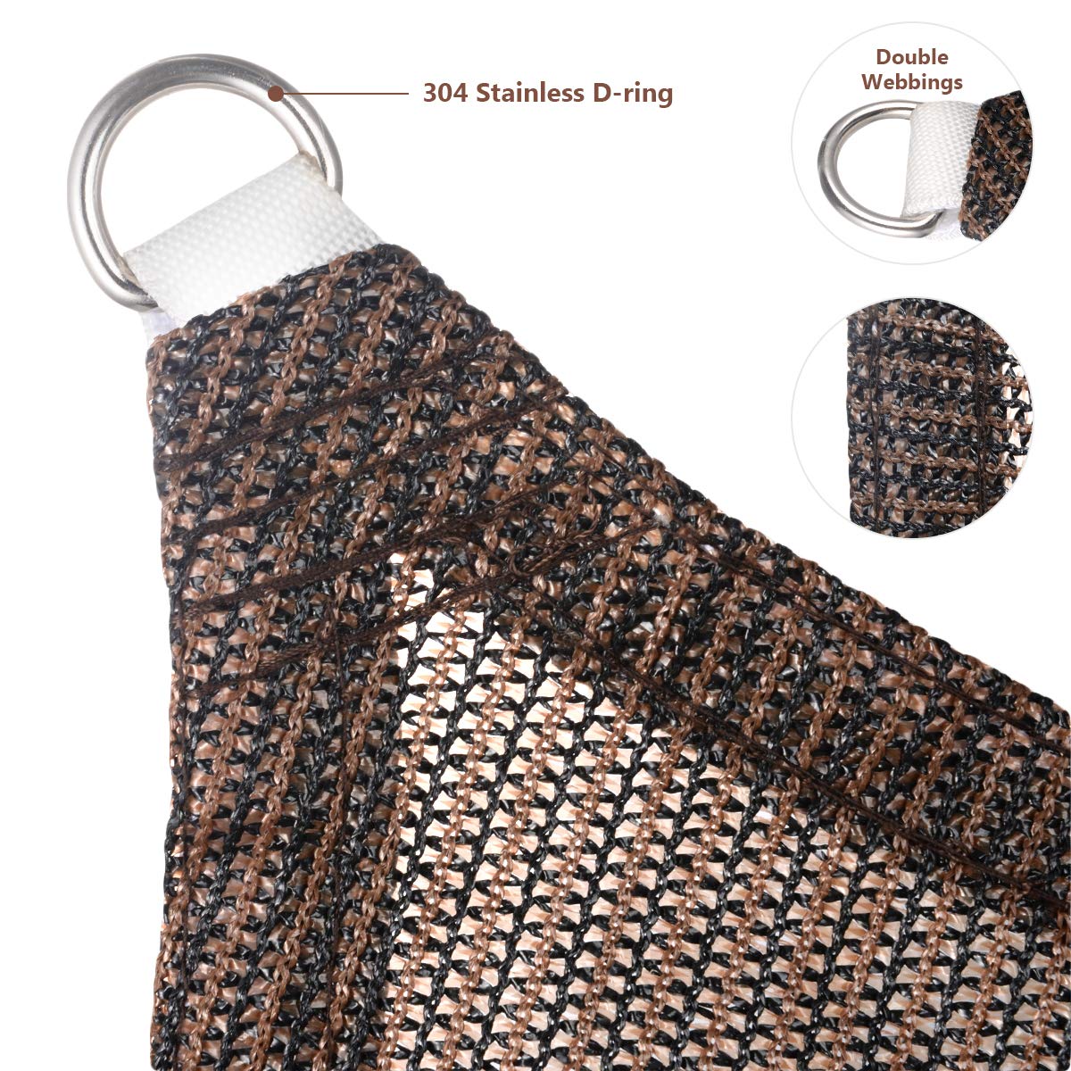 Eden's Decor Straight Flat-Edged Sun Shade Sail Rectangular 6' x 15' Brown UV-Blocking Outdoor Canopy Fabric Cloth Awning for Pergola Patio Garden Backyard Custom Size Eden's Decor