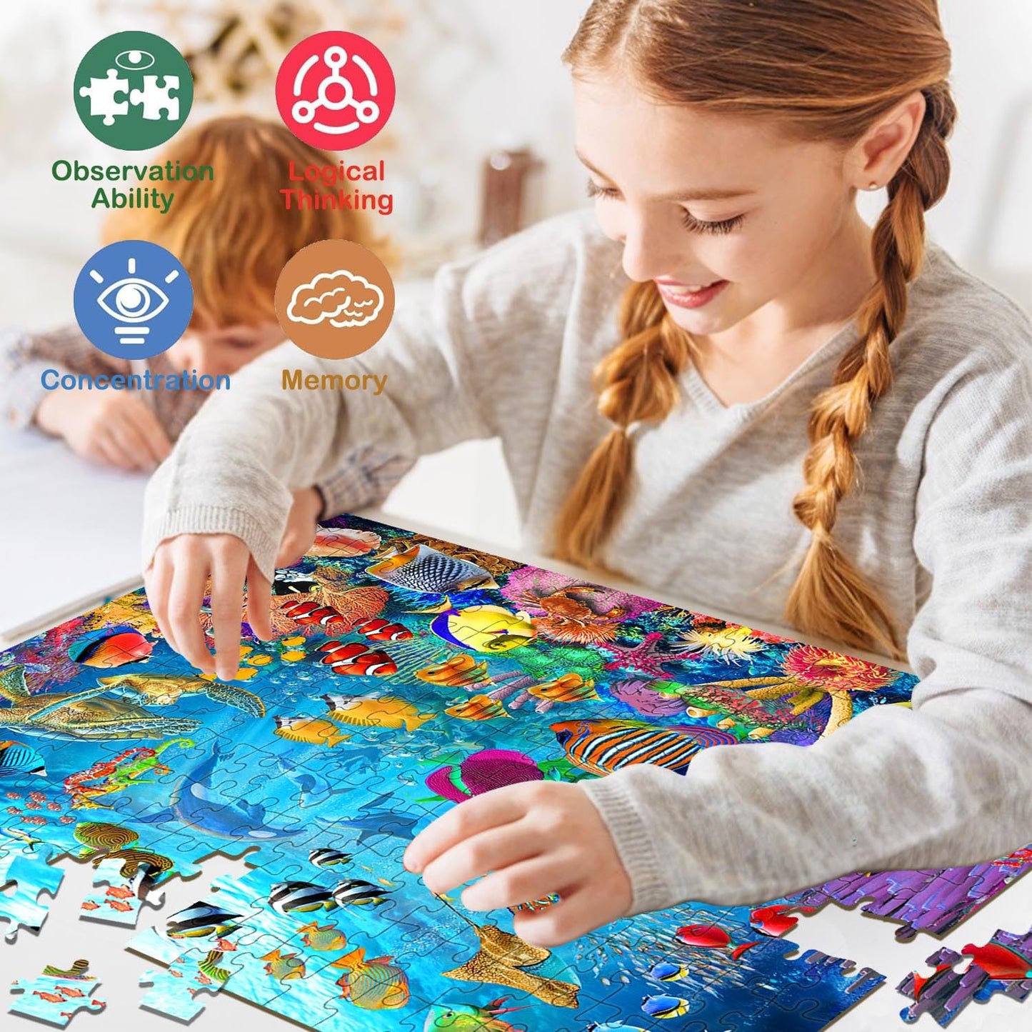 Puzzles for Kids Ages 6-8 8-10 Year Old - Ocean Underwater World, 200 Pieces Jigsaw Puzzles for Kids, Learning Educational Toys for Boys and Girls