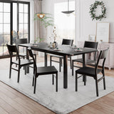 Einhomn 7-Piece Dining Room Table Set with 6 Chairs, 63" Extendable Dining Table & Chairs Set for 4-6, MDF Board & Metal Frame, for Kitchen, Dining Room, Black Einhomn