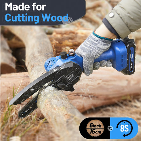 Tietoc Mini Chainsaw 6 Inch Cordless [Ease of Use] Portable Electric Chainsaw, Small Handheld Battery Powered Super Saw for Tree Branches, Unique Gifts Ideas for Men Dad Husband Fathers Him Her Women tietoc