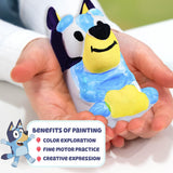 Bluey Paint Your Own Figurine, Fun Paintable Ceramic Bluey Figurine, Includes 6 Acrylic Paints, Paintbrush, Bluey Toys, Bluey Birthday Decorations, Bluey Party Favors, Kids Activities, Bluey Figures Horizon Group USA