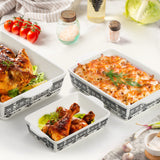 YOUEON Set of 3 Ceramic Baking Dish with Handles, Porcelain Bakeware Set with Boho Pattern, Casserole Dish, Lasagna Pans, Rectangular Baking Dish for Kitchen, Cooking, Cake Dinner Youeon