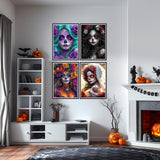 SENQAO 4 Pack Gothic Diamond Painting Kits for Adults, 5D Diamond Art Kits for Beginners, DIY Bear Horror Doll Round Full Diamond Gemstone Art Rhinestone Painting for Wall Decor 12X16 inch SENQAO