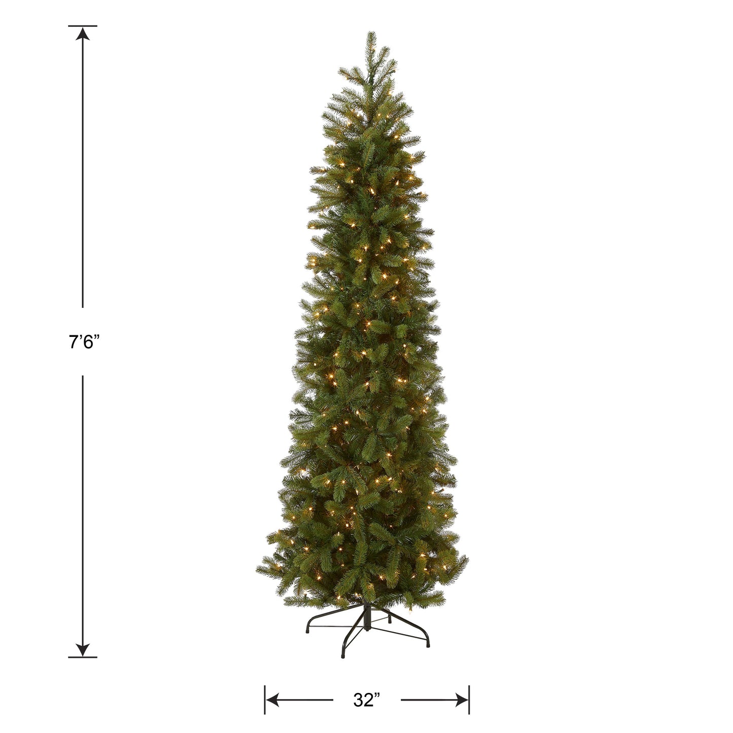 National Tree Company Pre-Lit 'Feel Real' Artificial Slim Downswept Christmas Tree, Green, Douglas Fir, White Lights, Includes Stand, 7.5 feet