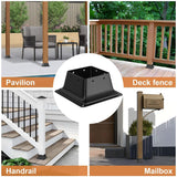 FMhotu 4x4 Post Base 4Pcs, Internal 3.6"x3.6" Heavy Duty Powder-Coated Steel Post Bracket Fit for Standard Wood Post Anchor, Decking Post Base for Deck Porch Handrail Railing Support FMhotu