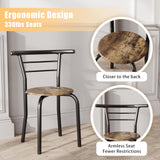 JUMMICO 3-Piece Wooden Round Table & Chair Set, Space Saving Kitchen Breakfast Nook Wood Grain Tabletop with Metal Frame and Built-in Wine Rack for Kitchen, Dining Room (Walnut/Black) JUMMICO