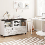 kepptory 2 Drawer File Cabinet with Lock, Rolling File Cabinet for Home Office Fits Files Letter/Legal/F4/A4, Filing Cabinet 2 Drawer with Adjustable Shelf & 2 Lockable Wheels (White + Brown) kepptory