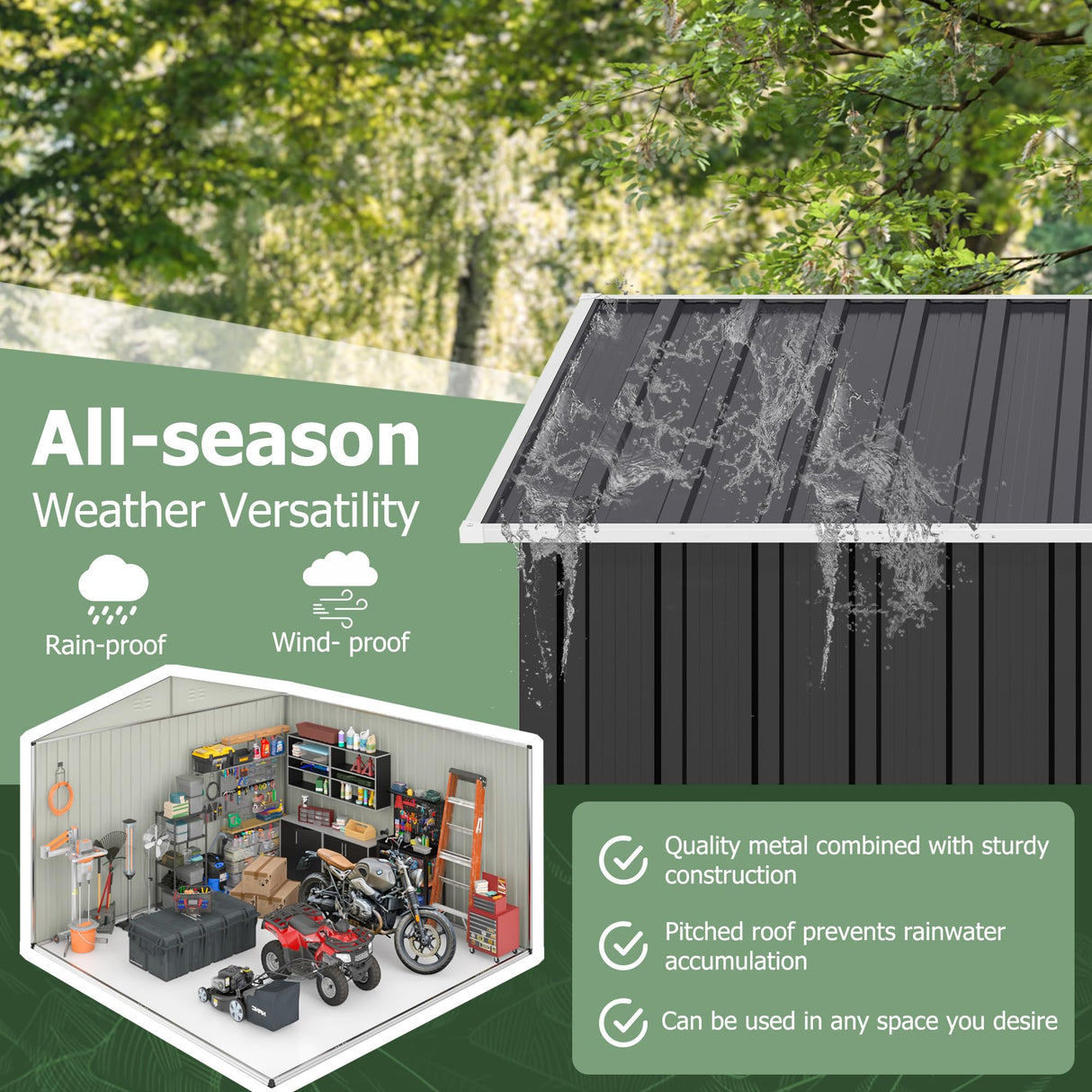 AirWire 10x10 FT Outdoor Storage Shed, Garden Shed with Updated Frame Structure and Lockable Doors, Metal Tool Sheds for Backyard Garden Patio Lawn, Grey AirWire