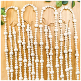 4PCS Wood Beads Garland Christmas, 28.8Feet Wooden Bead Garland for Christmas Tree Decoration, Round Wooden Beads Farmhouse Boho Ornaments for Wall Hanging Home Decor Abitoncc