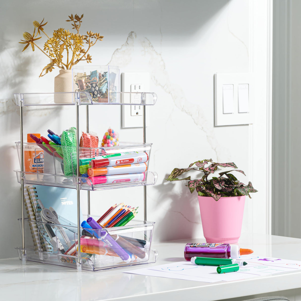 3 Tier Clear Under Bathroom Sink Organizer Pull Out Drawer | Bathroom Cabinet Under Sink storage | Under Vanity Organizer | Medicine Cabinet Storage | (2 Pack) ARSLY