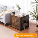 DWANTON Cat Litter Box Furniture Hidden, Cat Litter Box Enclosure, Reversible Entrance Can Be on Left or Right Side, Indoor Cat Box Cabinet, Wooden Cat Washroom, End Table, Nightstand Dwanton