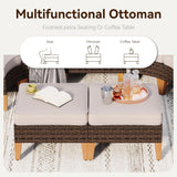 GREEN PARTY 9 Pieces Wicker Patio Furniture Set with 56" Fire Pit Table, All-Weather Outdoor Rattan Patio Sectional Sofa Conversation Set 9 Seats with 4" Thick Cushions for Garden, Backyard GREEN PARTY