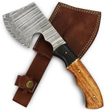 Armory Replicas™ Velocity in Target Throwing Axe - Full Tang Tomahawk with Damascus Steel Blade, Cherry & Ash Wood Handle, 9.5 Inches Overall Length, Includes Genuine Leather Sheath Armory Replicas