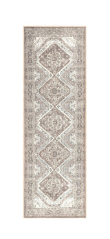 KUTA Extra Long Runner Rug for Hallway 2.6x18ft, Oriental Washable Kitchen Runner Ivory, Non-Slip Stair Runners Indoor Soft Printed Distressed Tribal Farmhouse Carpet Large Area Runner KUTA