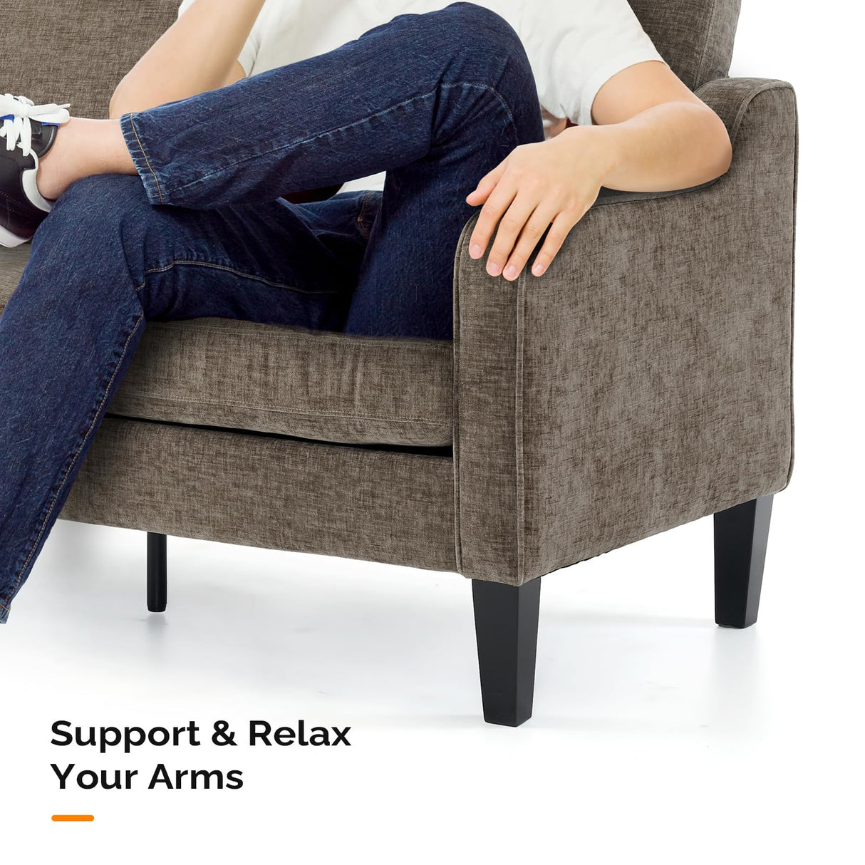 VINGLI 53" Love Seat Couches, 2 Seater Loveseat Mid Century Modern Sofa Couch Soft Chenille with Scooped Armrest for Small Spaces, Living Room, Dorm, Bedroom, Apartment VINGLI