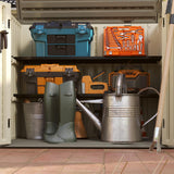 EHHLY Horizontal Resin Storage Shed, 47 Cuft Garden Tool Sheds & Outdoor Storage, Outdoor Plastic Storage Cabinet Waterproof, 4.5 x 2.8 ft Backyard Outside Lawn Mower Storage Shed, Vanilla EHHLY