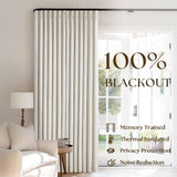 102 Inches Long Pinch Pleated Linen Blackout Curtains for Bedroom Back Tab Track Memory Trained Shape Farmhouse Light Blocking Curtains 102 Inch Length for Living Dining Room Darkening Drapes Cream TWODRAPES