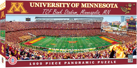 MasterPieces - 1000 Piece Jigsaw Puzzle, NCAA Minnesota Golden Gophers, Panoramic Football Stadium View, Fun for Adults and Family, 13" x39 Masterpieces