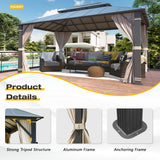 YOLENY 12' x 16' Hardtop Gazebo, Permanent Outdoor Aluminum Patio Gazebo with Aluminum Composite Double Roof for Patio Lawn and Garden, Curtains and Netting Included YOLENY