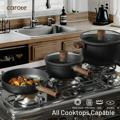 CAROTE Nonstick Pots and Pans,Cookware Set 16pcs Kitchen Cooking Sets, Pot and Pan Non Stick w/Frying pan