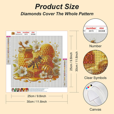 Acudotr Bee Diamond Painting Kits for Adults, 5D DIY Diamond Art Kits for Beginners, Full Drill Diamond Painting Kits for Home Wall Decor, 12x12 Inch Acudotr