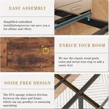 TIGUBFRE Queen Bed Frame with 4 Drawers Bookshelf Headboard, Farmhouse Bed Frame with Charging Station & LED Lights, Metal Slats Support, Noise Free, No Box Spring Needed Rustic Brown TIGUBFRE