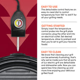 Elite Gourmet EMG-980B Smokeless Electric Tabletop Grill Nonstick, 6-Serving, Dishwasher Safe Removable Grilling Plate, Grill Indoor, Tempered Glass Lid, Adjustable Temperature, 14" Black Elite Gourmet