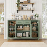 HORSTORS 55" Buffet Cabinet with Storage, Kitchen Buffet Sideboard with Drawers, Large Storage Cabinet with Doors and Shelves, Modern Farmhouse Coffee Bar for Kitchen, Dining Room, Living Room, Green HORSTORS