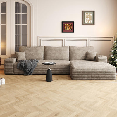 AUGOP 108" Sectional Couches for Living Room Modern Modular Sofa with L-Shape Couchs Upholstered Boneless Couch Deep Seat Sectional Couch with Chaise (Camel, Right Facing Chaise+2Seaters)