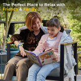 EAST OAK Courtyard Patio Furniture Set, 4-Piece Outdoor Patio Set with Sofa, Removable & Washable Deep Seating Cushion, Tempered Glass Table, Outside Patio Conversation Sets, Black & Dark Grey EAST OAK