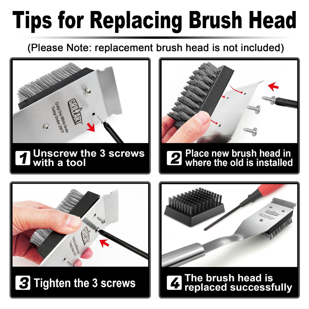 GRILLART Grill Brush and Scraper, Wire BBQ Grill Brush for Outdoor Grill, 16.5” Grill Cleaning Brush BBQ Grill Accessories, Safe Grill Cleaner Brush-Ideal Gift for Men/Dad BBQ Brush for Grill Cleaning GRILLART