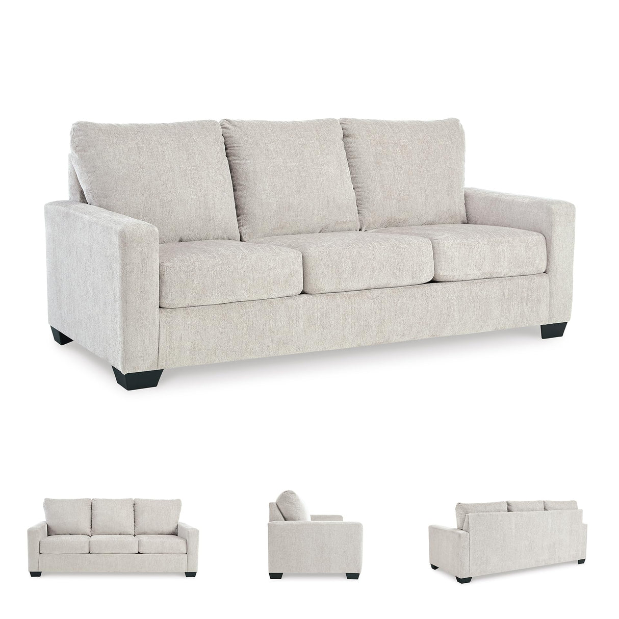 Signature Design by Ashley Rannis Coastal 2-in-1 Sofa Sleeper with Folding Gel Memory Foam Mattress, Queen, White Signature Design by Ashley