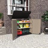 KINYING Outdoor Storage Shed - Horizontal Storage Box Waterproof for Garden, Patios, Backyards, Multi-Opening Door for Easy Storage of Garbage Cans, Tools, Lawn Mower, 26 Cubic Feet,Brown KINYING
