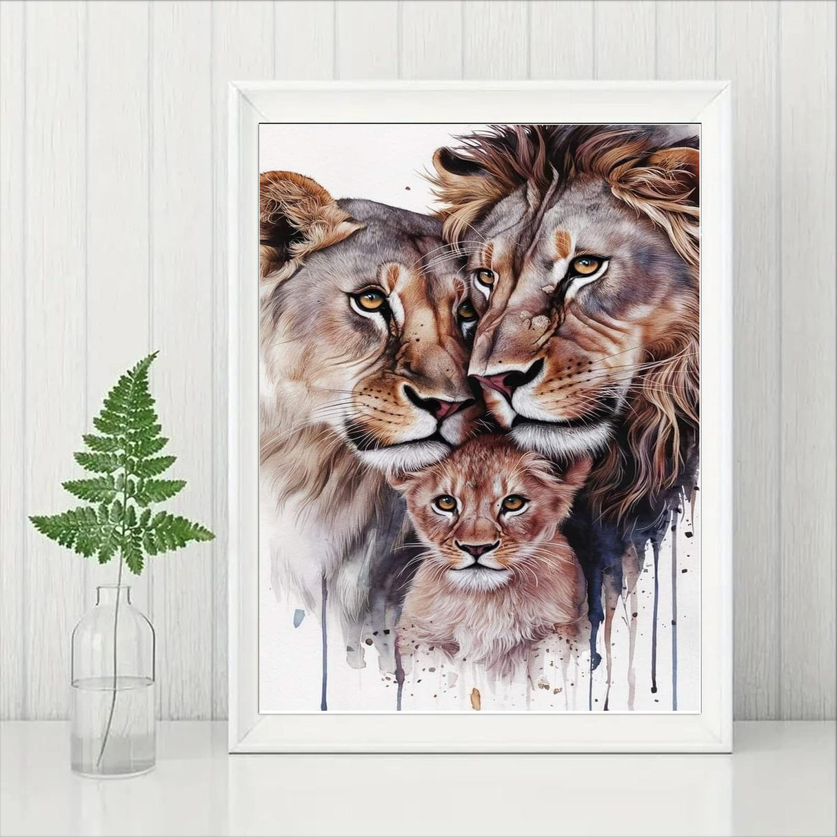 GMETINC 5D Diamond Painting Kits for Adults, Lion Family Diamond Art Kits for Adults Beginner, DIY Full Drill Diamond Dots Paintings with Gem Art and Crafts Home Wall Decor 12 * 16inch GMETNIC