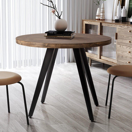 Comfy to go Round Dining Table, 31.5" Small Kitchen Table for 2-4 Person, Mid Century Modern Dining Table with 1.4" Thickness Wood Grain Tabletop for Dining, Living Room, Small Space (Rusty Brown) Comfy to go