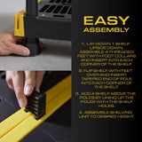 CX Black & Yellow®, 5-Tier Heavy Duty Plastic Storage Shelving Unit, 200lbs/shelf (72”H x 48”W x 20”D), for Indoor/Outdoor Organization, Modular Rack CX