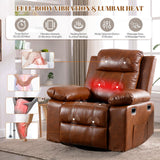 SLEERWAY Recliner Chair with Massage and Heat, Modern Swivel Reclining Chair with Remote Control and Side Pocket, Adjustable Glider Rocker Recliner Chair for Living Room, Bedroom, Lounge, Brown SLEERWAY