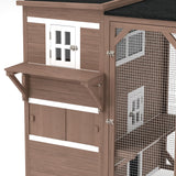 PawHut Outdoor Cat Catio, Large Wood Cat House Enclosure with Multi-Level Design, Weatherproof Roof, Big Hiding Areas, Multiple Platforms, Resting Box, Brown PawHut